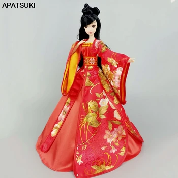 Červená Cosplay Šaty Pre Bábiku Barbie 1/6 Tradičnej Čínskej Antickej Krásy Šaty, Kostým Party Večerné Šaty, Doplnky, Hračky