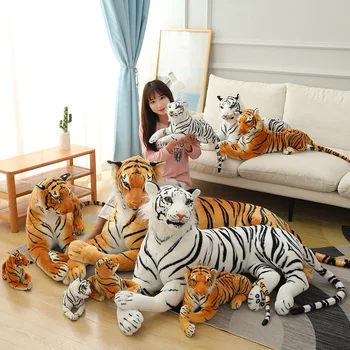 Nový Realistický Tiger Plyšové Hračky Mäkké Voľne Žijúcich Zvierat Plnené Simulácia Biela Žltá Tiger Bábika Deti Deti Narodeniny Vianočný Darček