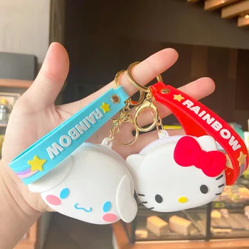 Kawaii Sanrio Kitty Mymelody Cinnamorol Cartoon Auto Keychain Roztomilý Malý Darček Taška Prívesok Bábika Vianočné Dievča, Darček