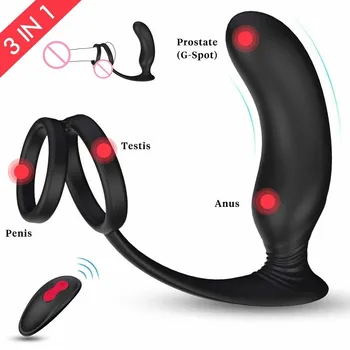 Análny Stimulácia Vibrátor, Vibračná Zadok Plug Prostaty Masér s Penis Krúžok Diaľkové Ovládanie G-Spot Sexuálne Hračky pre Mužov & Páry